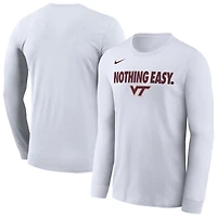 T-shirt à manches longues Nike Virginia Tech Hokies 2025 On-Court Bench pour homme Blanc