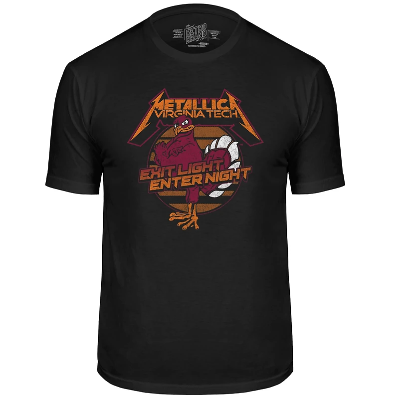 Men's Original Retro Brand Black Virginia Tech Hokies Metallica T-Shirt