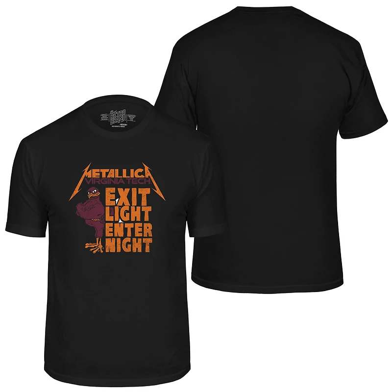 T-shirt rétro original pour homme, noir, Virginia Tech Hokies, Metallica
