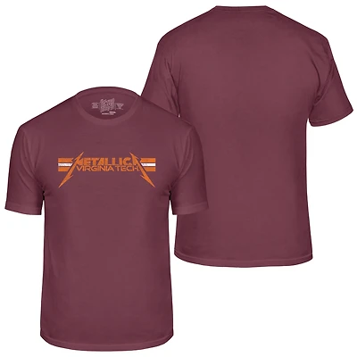 T-shirt rétro original pour homme de la marque Retro, bordeaux, Virginia Tech Hokies, Metallica