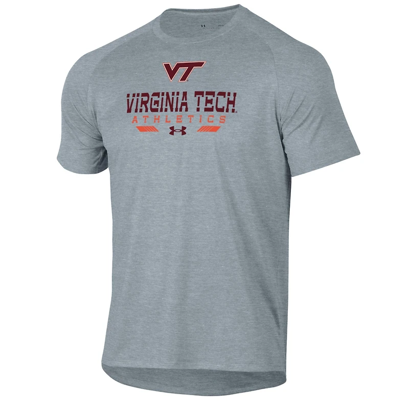 T-shirt technique Under Armour gris pour homme, Virginia Tech Hokies Athletics