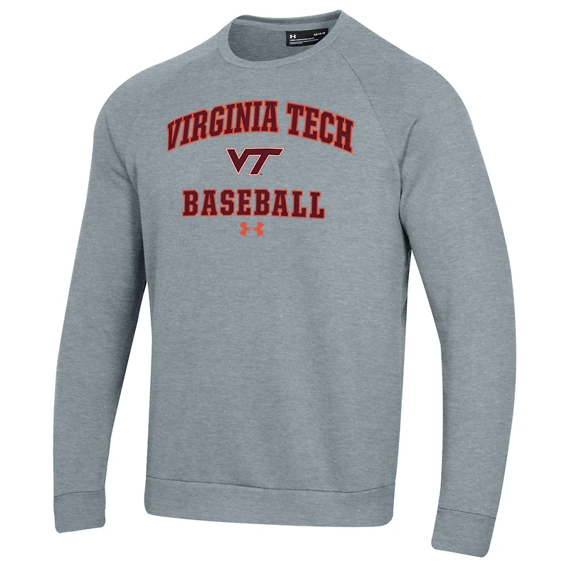 Sweat-shirt en molleton gris pour homme Under Armour Virginia Tech Hokies Baseball All Day Arch