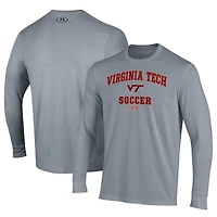 Men's Under Armour Gray Virginia Tech Hokies Soccer Arch Over Performance Long Sleeve T-Shirt