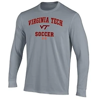 Men's Under Armour Gray Virginia Tech Hokies Soccer Arch Over Performance Long Sleeve T-Shirt