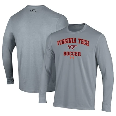 Men's Under Armour Gray Virginia Tech Hokies Soccer Arch Over Performance Long Sleeve T-Shirt