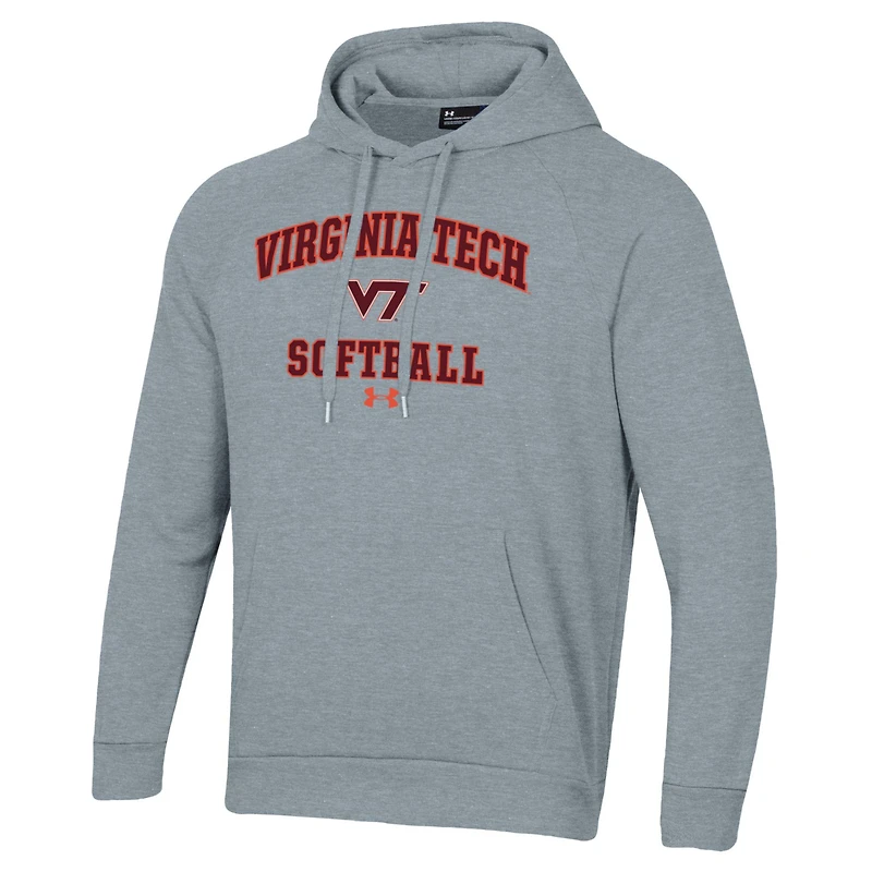 Men's Under Armour Gray Virginia Tech Hokies Softball All Day Arch Fleece Pullover Hoodie