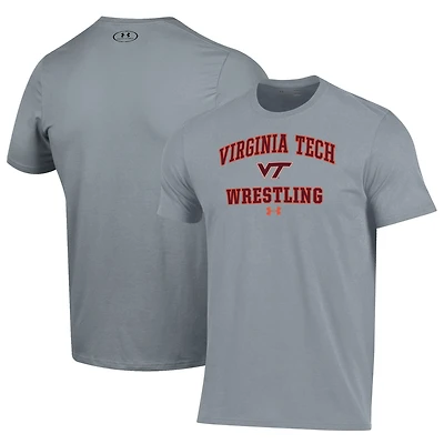 Men's Under Armour Gray Virginia Tech Hokies Wrestling Arch Over Performance T-Shirt