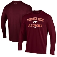 T-shirt à manches longues Under Armour pour homme, bordeaux, Virginia Tech Hokies Alumni Performance