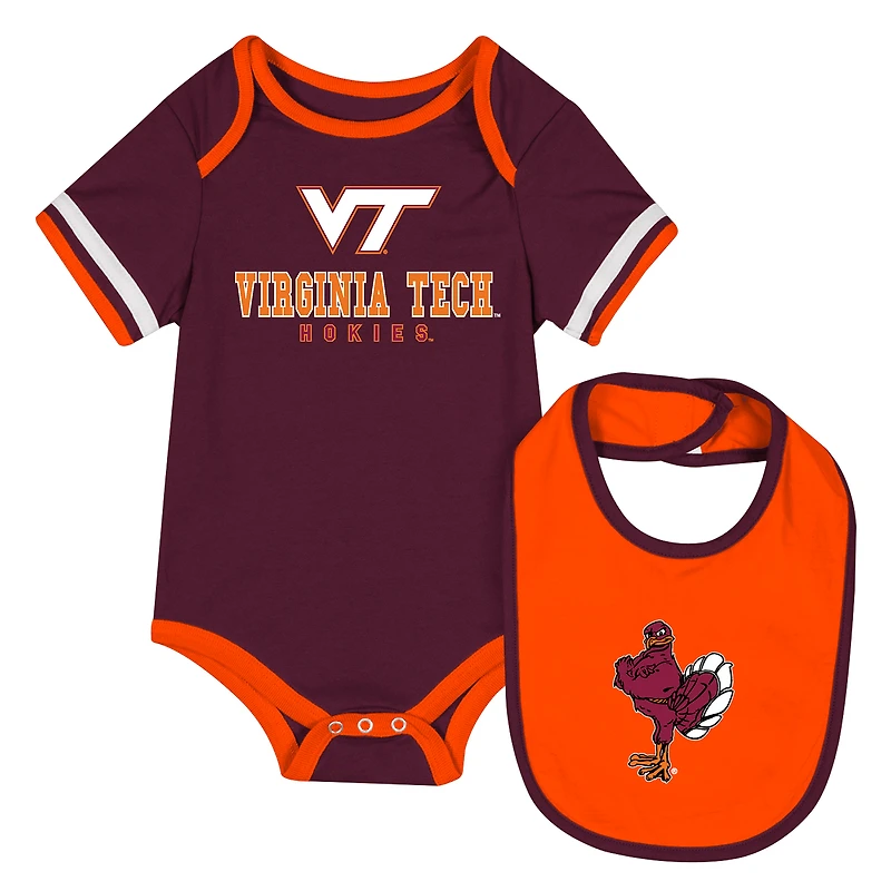 Ensemble body et bavoir pour nouveau-né bébé Colosseum Maroon Virginia Tech Hokies
