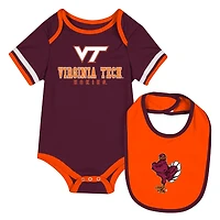 Ensemble body et bavoir pour nouveau-né bébé Colosseum Maroon Virginia Tech Hokies
