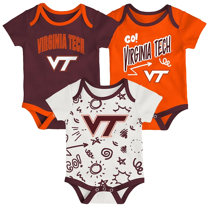 Ensemble de body trois pièces pour nouveau-né et nourrisson Virginia Tech Hokies All Day Play
