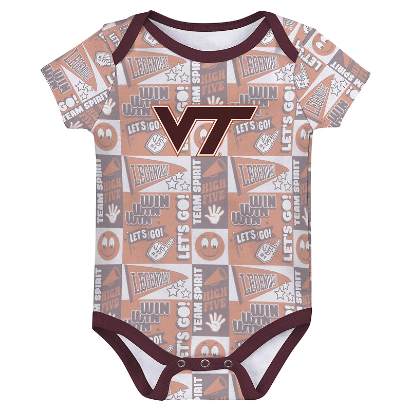 Newborn Maroon Virginia Tech Hokies Sunday Comics 3-Pack Bodysuit Set