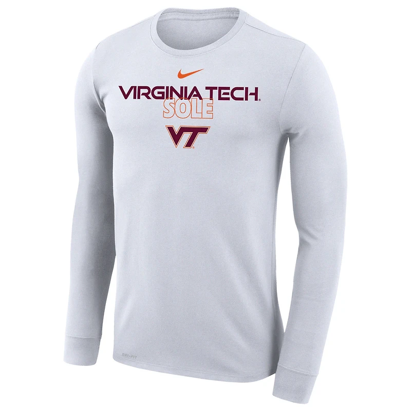 Nike  White Virginia Tech Hokies 2023 On Court Bench Long Sleeve T-Shirt