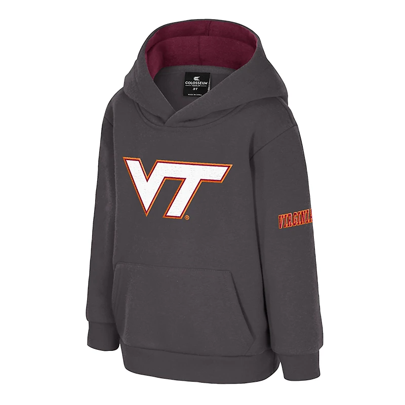 Sweat à capuche en polaire gros logo pour tout-petits Colosseum Charcoal Virginia Tech Hokies