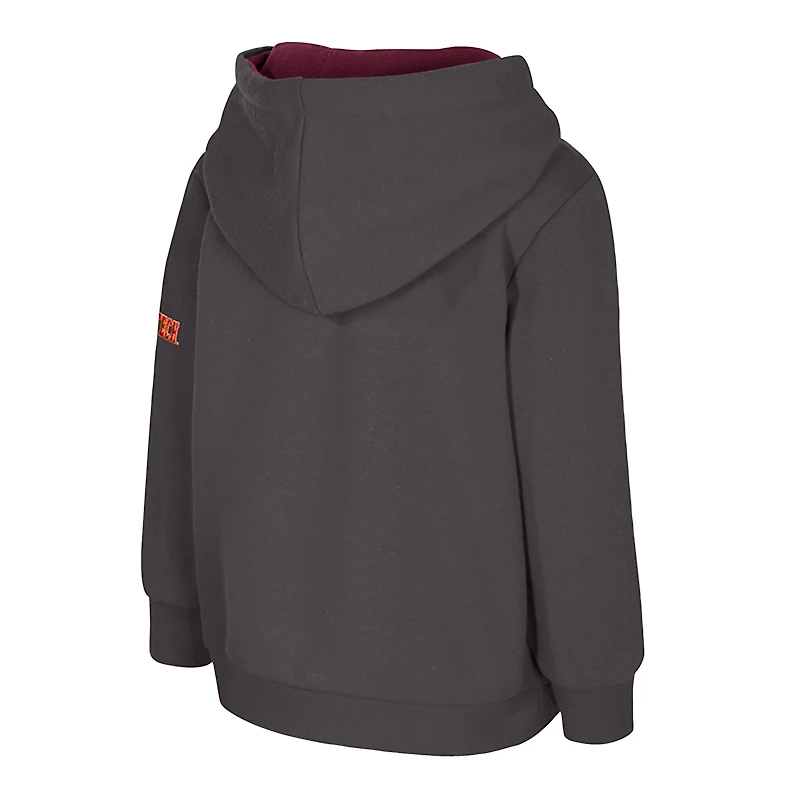 Sweat à capuche en polaire gros logo pour tout-petits Colosseum Charcoal Virginia Tech Hokies