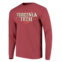 T-shirt unisexe à manches longues Virginia Tech Hokies marron avec guirlande lumineuse, couleur confort.