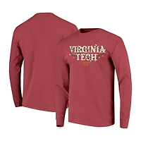 T-shirt unisexe à manches longues Virginia Tech Hokies marron avec guirlande lumineuse, couleur confort.