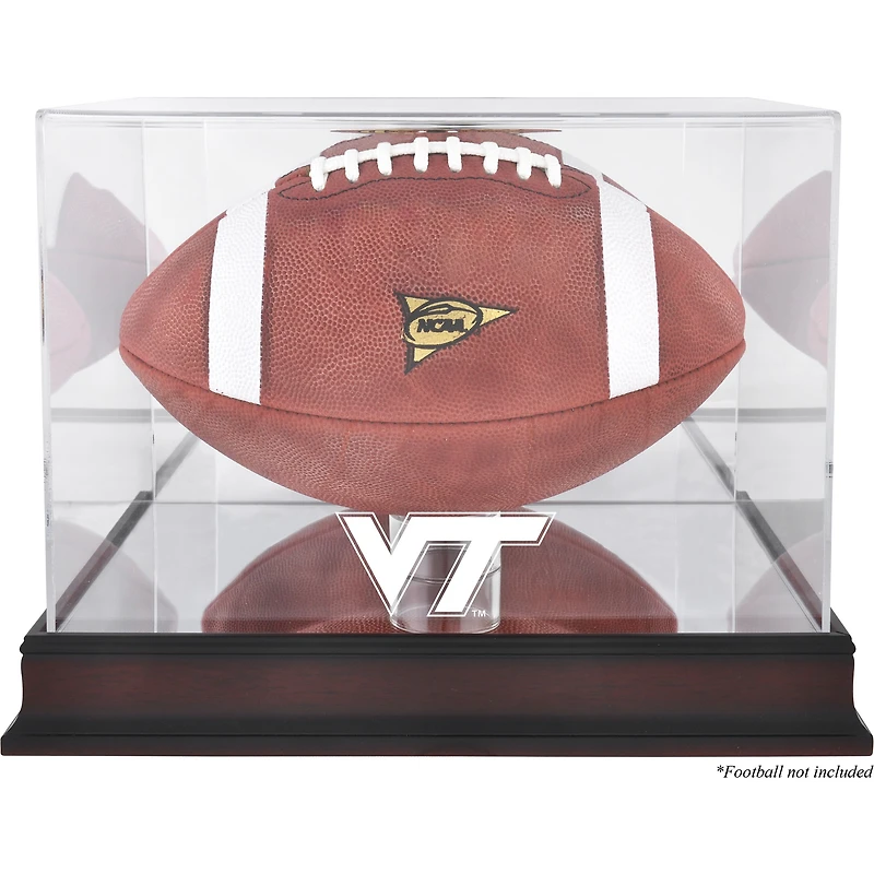 Virginia Tech Hokies Mahogany Base Team Logo Football Display Case with Mirror Back