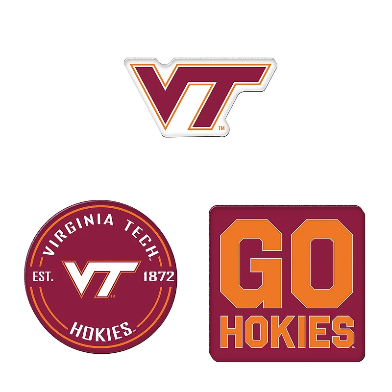 Lot de 3 aimants de réfrigérateur haut de gamme WinCraft Virginia Tech Hokies