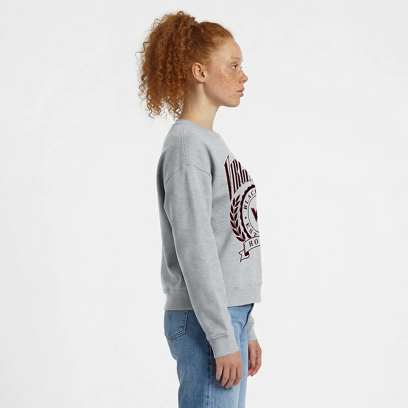 Women's Champion  Heather Gray Virginia Tech Hokies Academic Crest Powerblend Crewneck Sweatshirt