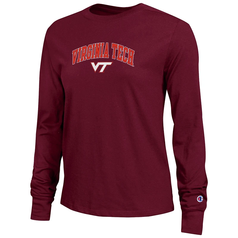 Women's Champion Maroon Virginia Tech Hokies Arch Over Logo Long Sleeve T-Shirt