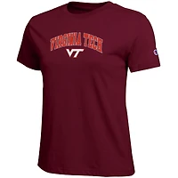 T-shirt Champion féminin bordeaux Virginia Tech Hokies avec logo arqué