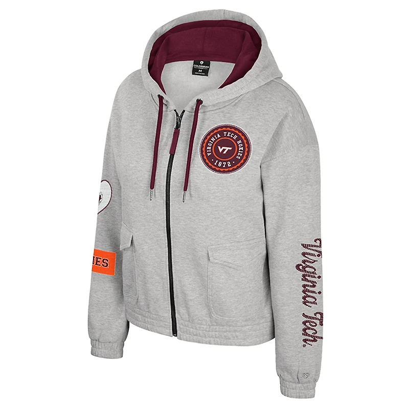 Women's Colosseum Gray Virginia Tech Hokies Alfie Full-Zip Hoodie Jacket