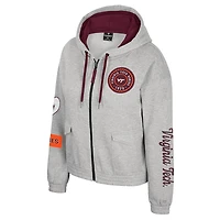 Women's Colosseum Gray Virginia Tech Hokies Alfie Full-Zip Hoodie Jacket