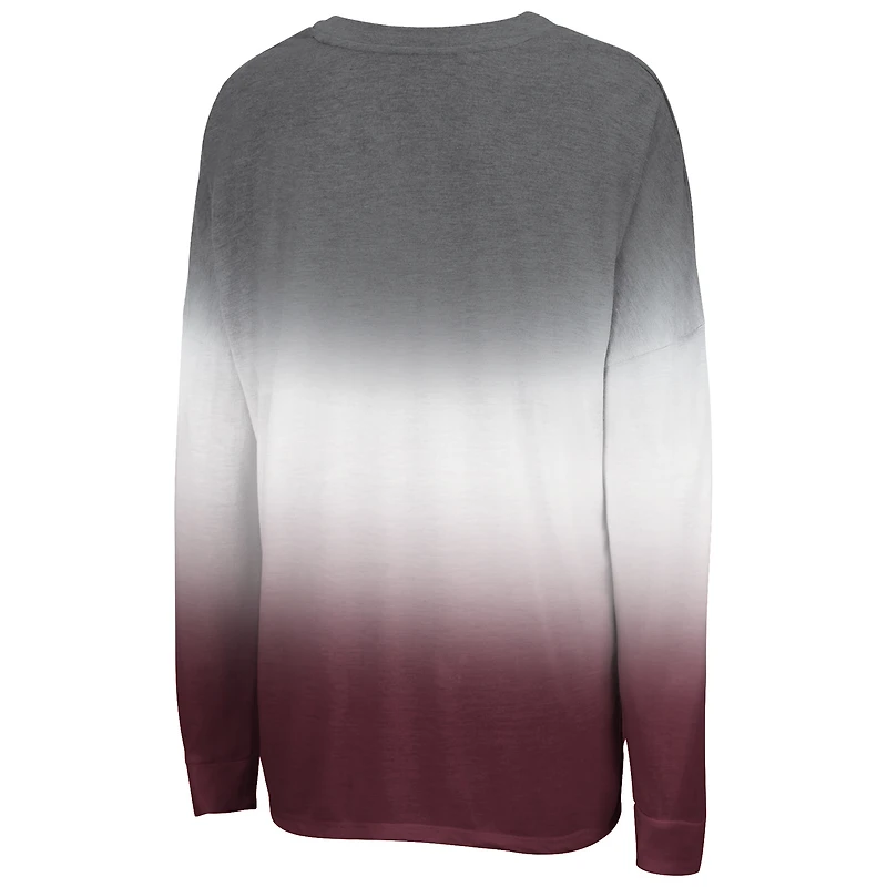 Women's Colosseum Gray Virginia Tech Hokies Winkle Dip Dye Long Sleeve T-Shirt