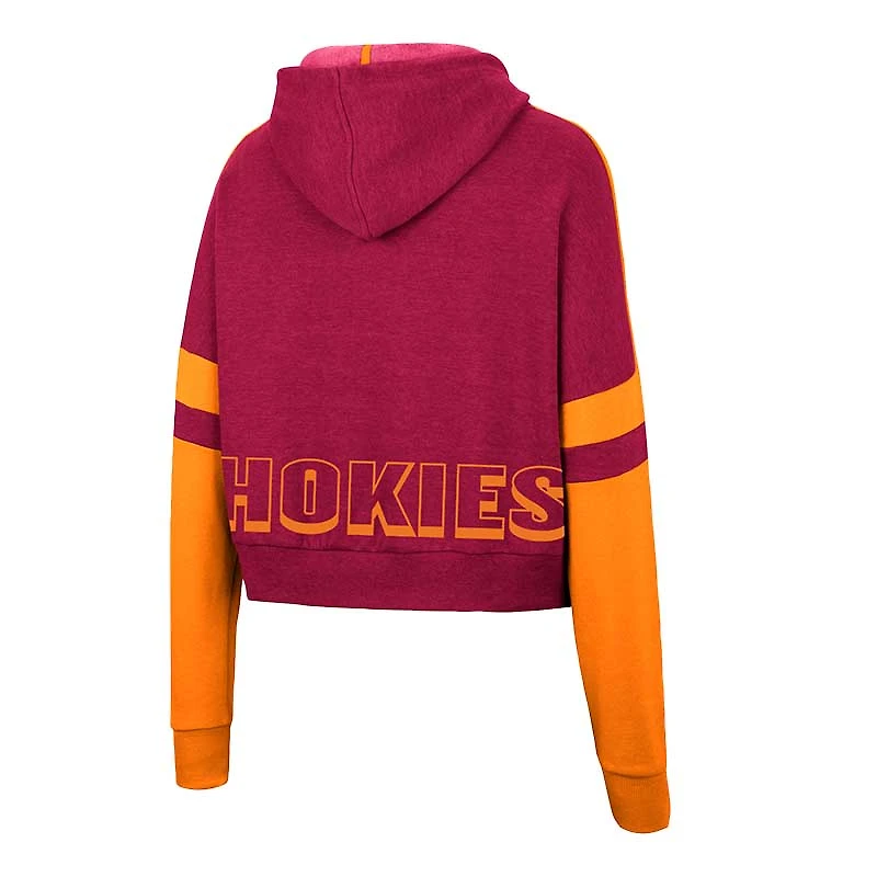 Sweat à capuche court Colosseum Heather Maroon Virginia Tech Hokies rayures rétro et logo en forme d'arche