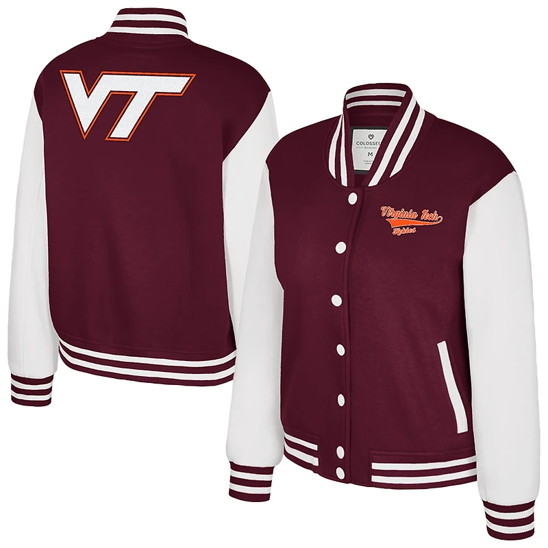 Veste polaire à boutons-pression complète French Baguette des Virginia Tech Hokies pour femme Colosseum Maroon