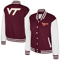 Veste polaire à boutons-pression complète French Baguette des Virginia Tech Hokies pour femme Colosseum Maroon