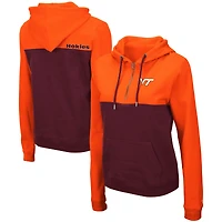Women's Colosseum Orange/Maroon Virginia Tech Hokies Aidan Lightweight Half-Zip Hoodie