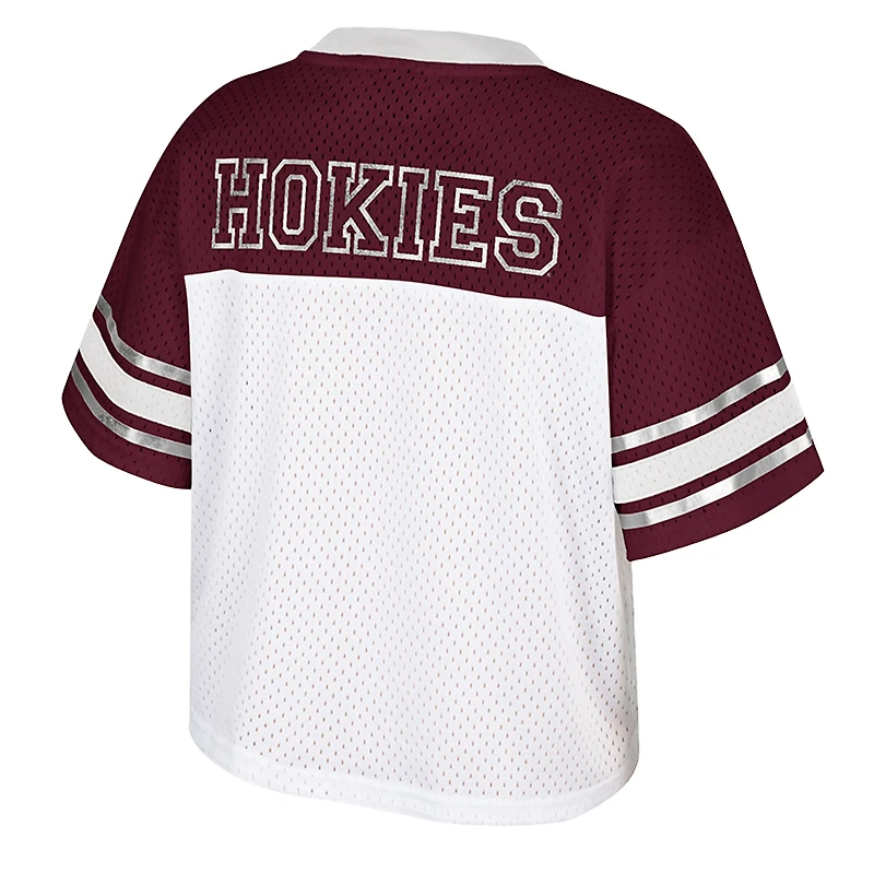 Women's Colosseum  White Virginia Tech Hokies Treasure Cropped Football Jersey