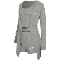 Ensemble trois pièces pour femme Concepts Sport Gray Virginia Tech Hokies Rigor, composé d'un débardeur, short et peignoir