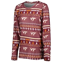 Ensemble de nuit pour femme Concepts Sport Maroon Virginia Tech Hokies Holiday avec haut à manches longues et pantalon