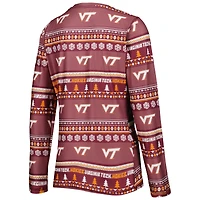 Ensemble de nuit pour femme Concepts Sport Maroon Virginia Tech Hokies Holiday avec haut à manches longues et pantalon