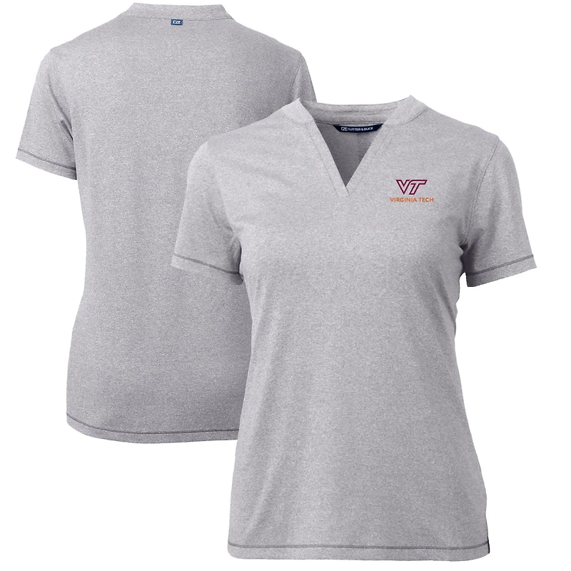 Women's Cutter & Buck Heather Gray Virginia Tech Hokies Forge Blade V-Neck Top