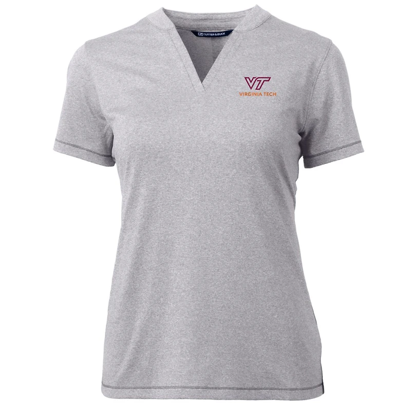 Women's Cutter & Buck Heather Gray Virginia Tech Hokies Forge Blade V-Neck Top