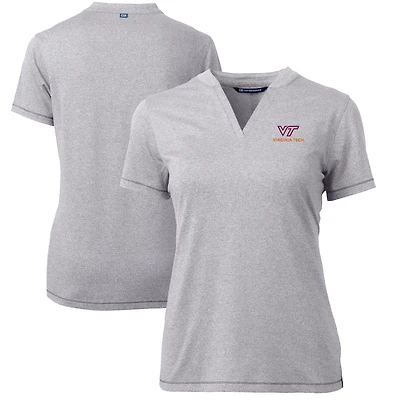 Women's Cutter & Buck Heather Gray Virginia Tech Hokies Forge Blade V-Neck Top