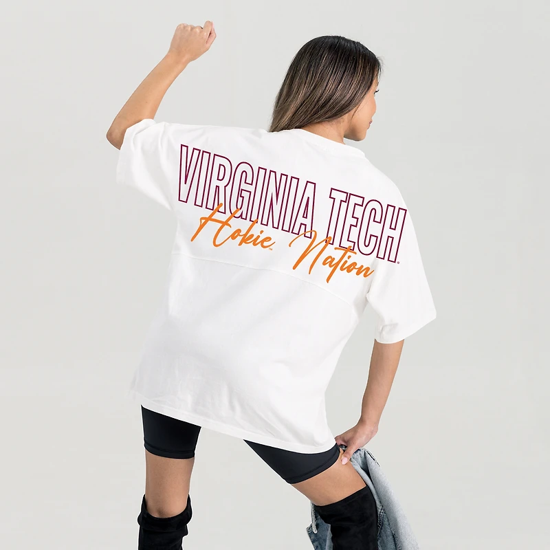 T-shirt surdimensionné blanc Gameday Couture pour femme des Virginia Tech Hokies, « Back at Ya »