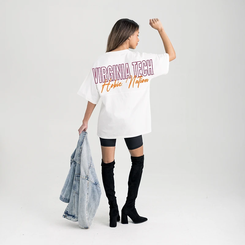 Women's Gameday Couture White Virginia Tech Hokies Oversized Back at Ya T-Shirt