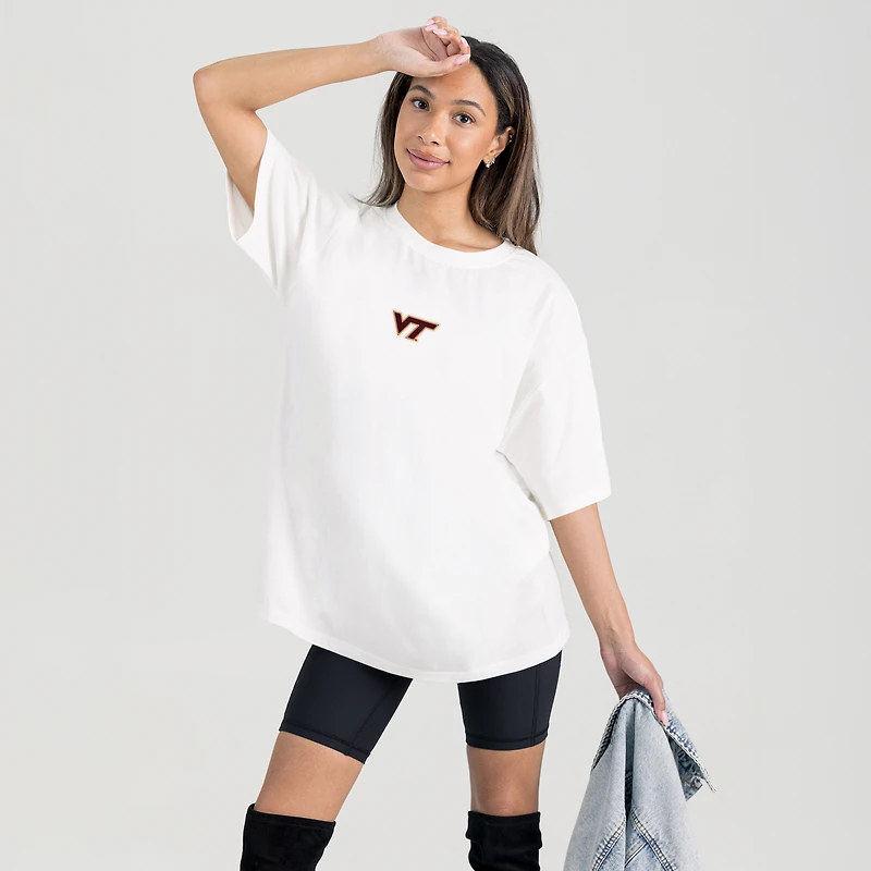 T-shirt surdimensionné blanc Gameday Couture pour femme des Virginia Tech Hokies, « Back at Ya »