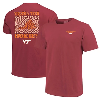 T-shirt mascotte à carreaux marron Virginia Tech Hokies Comfort Colors pour femme
