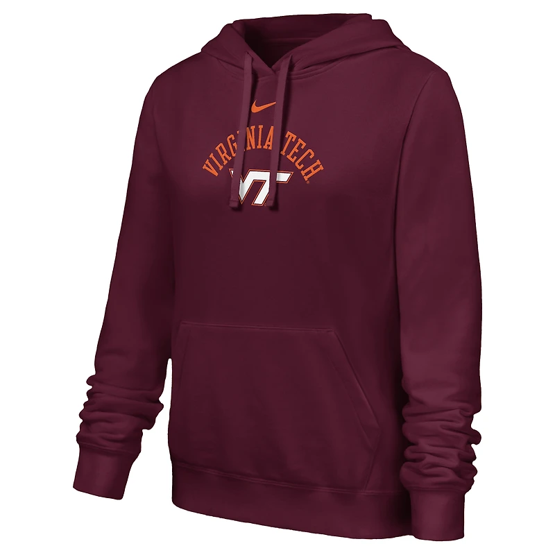 Sweat à capuche en polaire Nike grenat Virginia Tech Hokies Club pour femmes