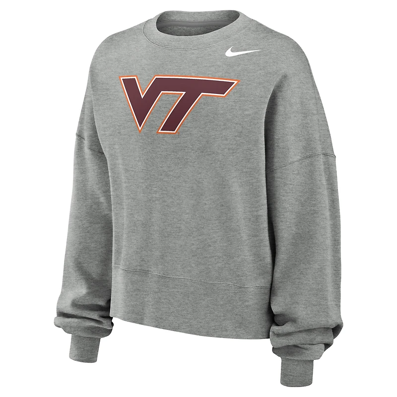 Women's Nike Gray Virginia Tech Hokies Phoenix Fleece Pullover Sweatshirt