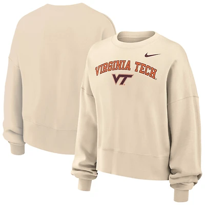 Sweat-shirt court surdimensionné en polaire Nike Natural Virginia Tech Hokies Phoenix pour femme