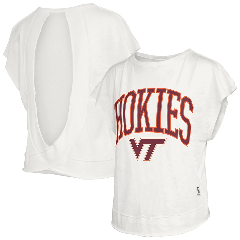Women's Pressbox Cream Virginia Tech Hokies Nelson Movement Open Back Slub T-Shirt