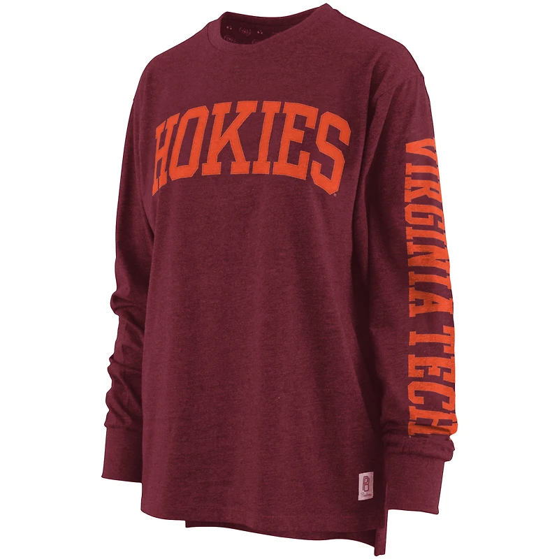 T-shirt à manches longues Pressbox Virginia Tech Hokies Two-Hit Canyon chiné pour femme