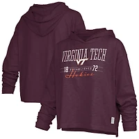 Women's Pressbox  Maroon Virginia Tech Hokies Castillo Slub Waist Length Long Sleeve Hooded T-Shirt
